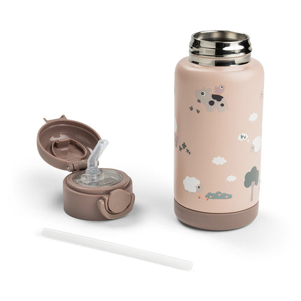 <tc>Done by Deer</tc> Thermos-flaska med sugrör, Tiny Farm Powder, 340 ml