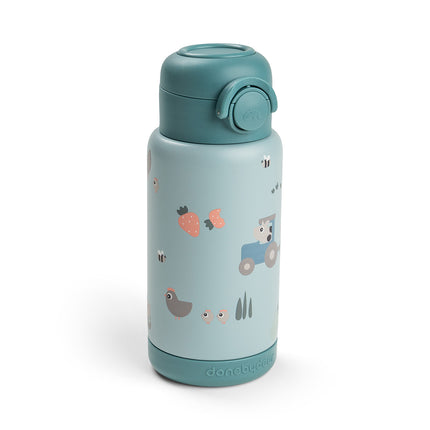 <tc>Done by Deer</tc> Thermos-flaska med sugrör Tiny Farm Blue 340 ml