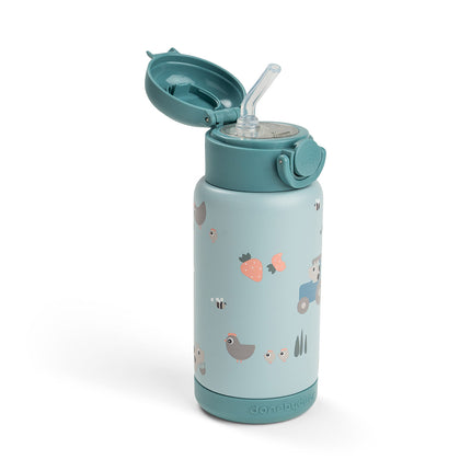 <tc>Done by Deer</tc> Thermos-flaska med sugrör Tiny Farm Blue 340 ml