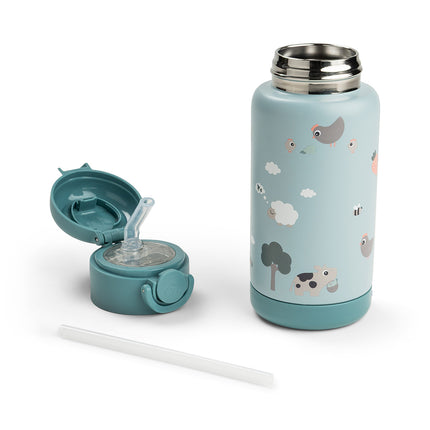 <tc>Done by Deer</tc> Thermos-flaska med sugrör Tiny Farm Blue 340 ml