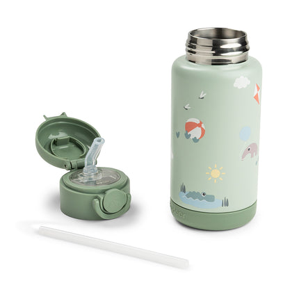 <tc>Done by Deer</tc> Thermos-flaska med sugrör, Playground Green, 340 ml