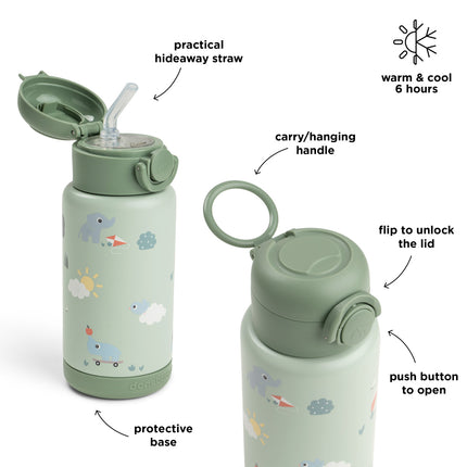 <tc>Done by Deer</tc> Thermos-flaska med sugrör, Playground Green, 340 ml