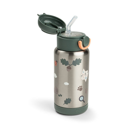 <tc>Done by Deer</tc> Thermos-flaska med sugrör Tiny Trails Green 340 ml
