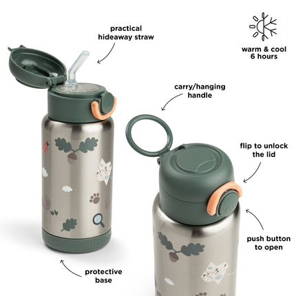 <tc>Done by Deer</tc> Thermos-flaska med sugrör Tiny Trails Green 340 ml