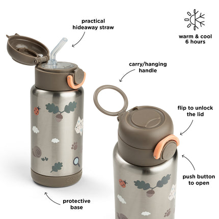 <tc>Done by Deer</tc> Thermos-flaska med sugrör Tiny Trails Sand 340 ml