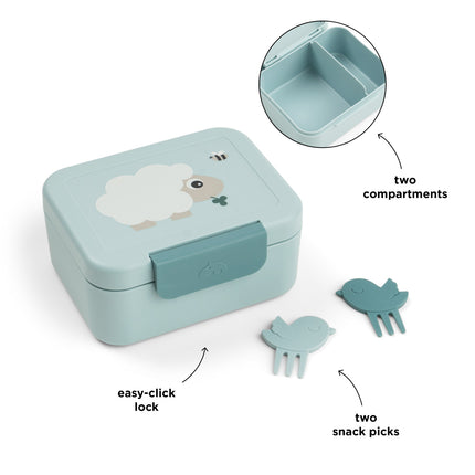 <tc>Done by Deer</tc> Lunchlåda med snackspett – Tiny Farm Blue