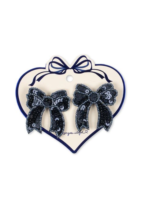 Konges Sløjd Haarspeldje Baby Sequin Bow Navy 2St