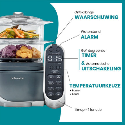 Babymoov Keukenmachine Nutribaby (+) Industrial Grey koop je bij Babywinkel