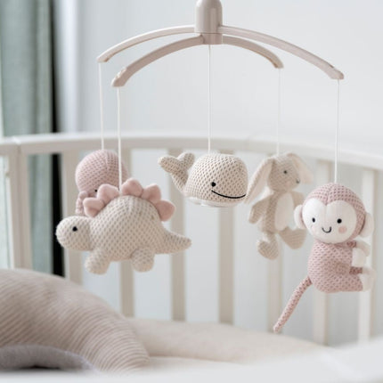 Baby's Only Muziekmobiel Animals Oud Roze/Warm Linen koop je bij Babywinkel