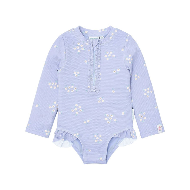 Badpak met lange mouwen en ruches Dreamy Lavender koop je bij Babywinkel