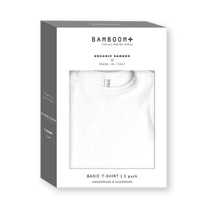 Bamboom Baby Shirt Korte Mouw Wit 2st koop je bij Babywinkel