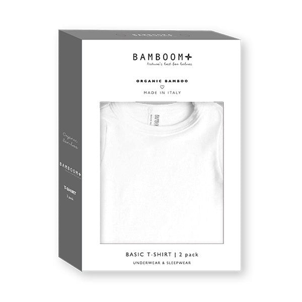 Bamboom Baby Shirt Korte Mouw Wit 2st koop je bij Babywinkel