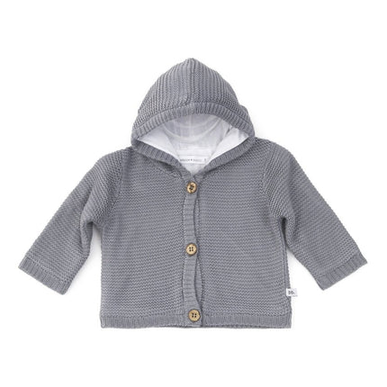 Bamboom Baby Vestje Gebreid Met Capuchon Grijs koop je bij Babywinkel