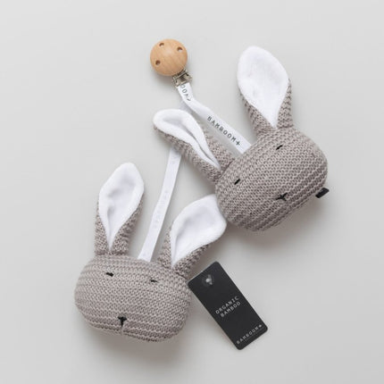 Bamboom Knuffel Met Clip Warm Grijs koop je bij Babywinkel