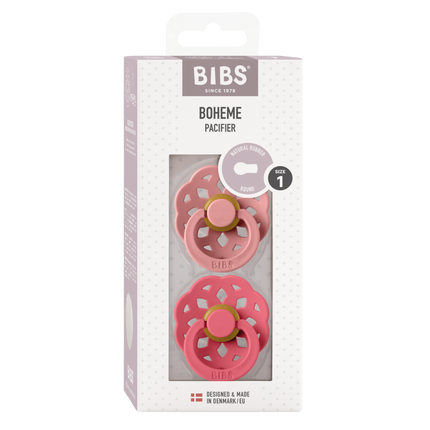 BIBS Speen Maat 1 Boheme Dusty Pink/Coral 2St koop je bij Babywinkel