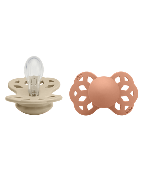 BIBS Speen Maat 1 Silicone Symmetrical Vanilla/Peach 2st koop je bij Babywinkel