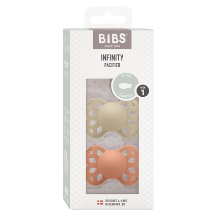 BIBS Speen Maat 1 Silicone Symmetrical Vanilla/Peach 2st koop je bij Babywinkel