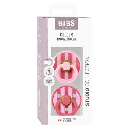 BIBS Speen Maat 1 Studio Colour Block Baby Pink Coral Mix 2St koop je bij Babywinkel