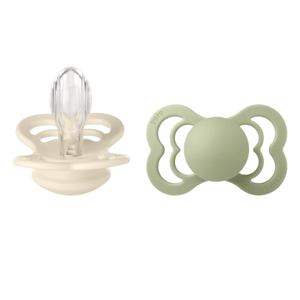 BIBS Speen Maat 2 Ivory/Sage Supreme Silicone 2st koop je bij Babywinkel