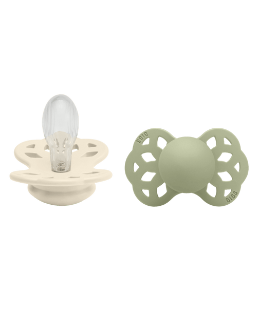 BIBS Speen Maat 2 Silicone Symmetrical Ivory/Sage 2st koop je bij Babywinkel
