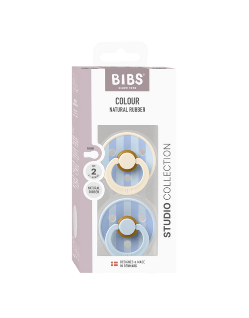 BIBS Speen Maat 2 Studio Colour Block Baby Blue Dusty Blue Mix 2St koop je bij Babywinkel