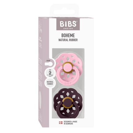 BIBS Spenen Maat 2 BOHEME Baby Pink/Plum 2st koop je bij Babywinkel