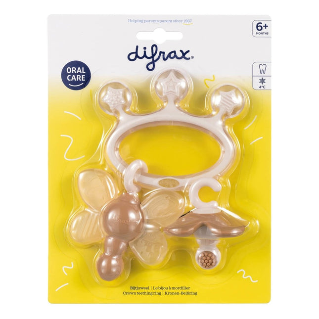 Difrax Bijtring Bijtjuweel Bruin koop je bij Babywinkel