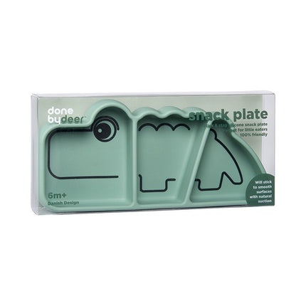 Done by Deer Baby Bordje Siliconen Stick&Stay Croco Green koop je bij Babywinkel