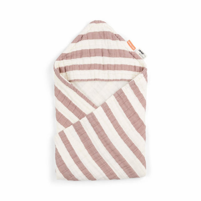 Done by Deer Badcape Baby Stripes Gots Powder koop je bij Babywinkel