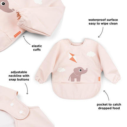 Done by Deer Slabbetje Playgrond Powder met Mouwen koop je bij Babywinkel