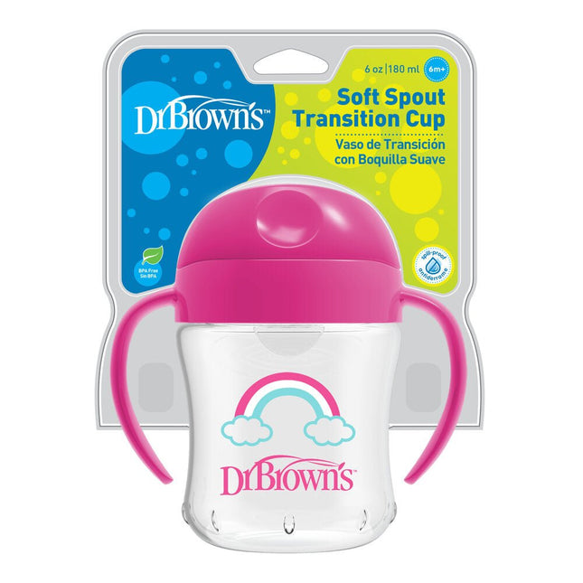 Dr. Brown's Drinkbeker roze 180ml zachte tuit koop je bij Babywinkel