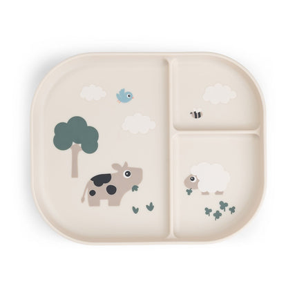 Done by Deer Babybord Tiny Farm Beige 3 Vakjes koop je bij Babywinkel