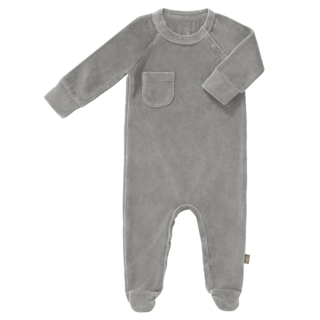 Fresk Baby Pyjama Velours Met Voet Paloma Grey koop je bij Babywinkel
