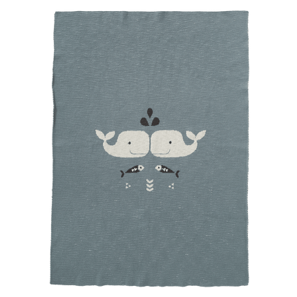 Fresk Ledikantdeken Gebreid Whale Blue Fog 100x150cm koop je bij Babywinkel