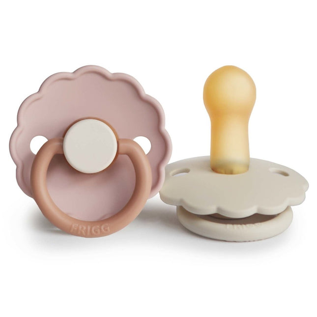 Frigg Speen Maat 1 Daisy Blooming Biscuit/Cream Latex 2 - Pack koop je bij Babywinkel
