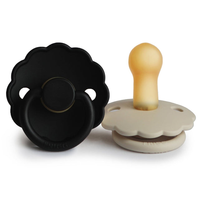 Frigg Speen Maat 1 Daisy Cream/Jet Black Latex 2 - Pack koop je bij Babywinkel