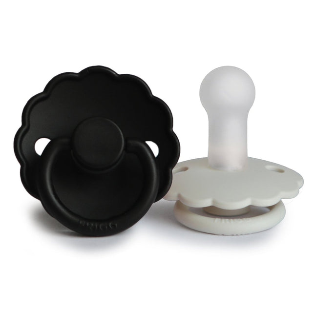 Frigg Speen Maat 1 Daisy Cream/Jet Black Silicone 2 - Pack koop je bij Babywinkel