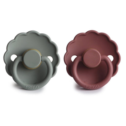 Frigg Speen Maat 1 Daisy French Gray/Woodch Silicone 2 - Pack koop je bij Babywinkel