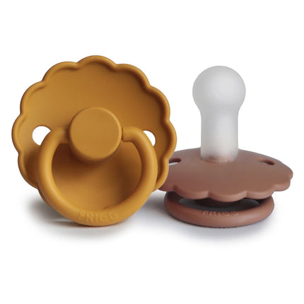 Frigg Speen Maat 1 Daisy Honey Gold/Rose G. Silicone 2 - Pack koop je bij Babywinkel