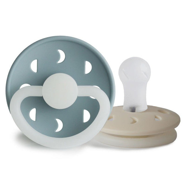 Frigg Speen Maat 1 Moon Night Stone Blue/Cream Silicone 2 - Pack koop je bij Babywinkel