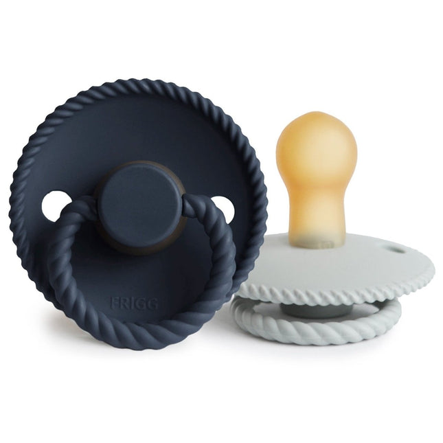 Frigg Speen Maat 1 Rope Silver Gray/Dark Navy Latex 2 - Pack koop je bij Babywinkel