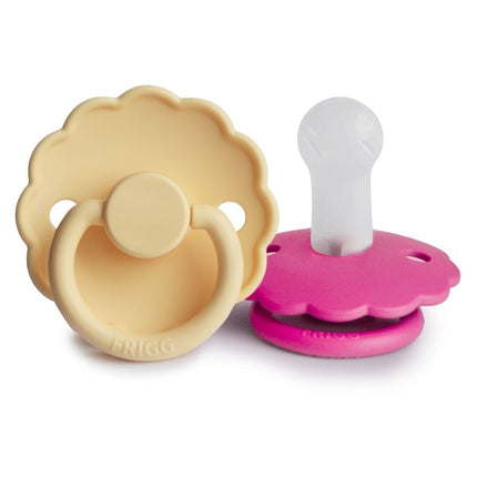 Frigg Speen Maat 2 Daisy Daffodil/Fuchsia Silicone 2 - Pack koop je bij Babywinkel