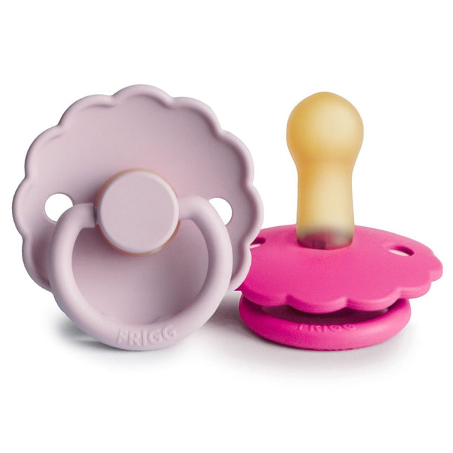 Frigg Speen Maat 2 Daisy Soft Lilac/Fuchsia Latex 2 - Pack koop je bij Babywinkel