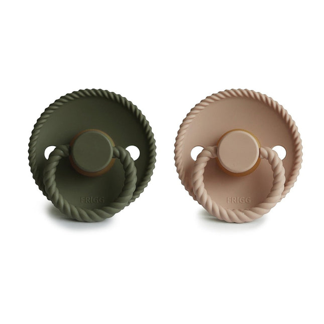 Frigg Speen Maat 2 Rope Croissant/Olive Latex 2 - Pack koop je bij Babywinkel