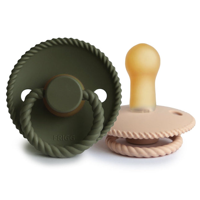 Frigg Speen Maat 2 Rope Croissant/Olive Latex 2 - Pack koop je bij Babywinkel