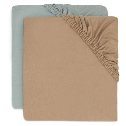 Jollein Hoeslaken Wieg 40/50X80/90Cm - Sea Green/Biscuit - 2 Stuks koop je bij Babywinkel