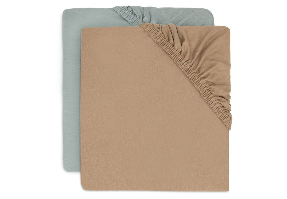 Jollein Hoeslaken Wieg 40/50X80/90Cm - Sea Green/Biscuit - 2 Stuks koop je bij Babywinkel