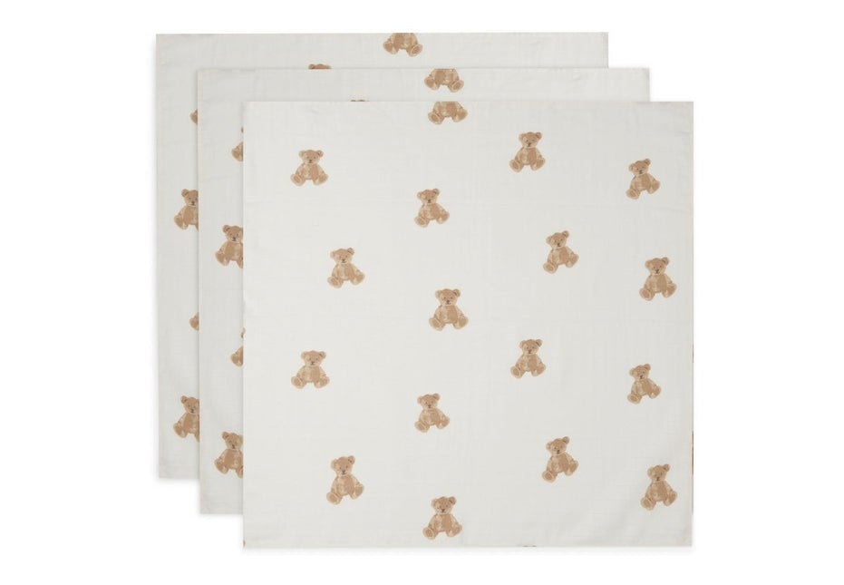 Jollein Hydrofiele Doek Teddy Bear 70X70Cm 3 Stuks koop je bij Babywinkel