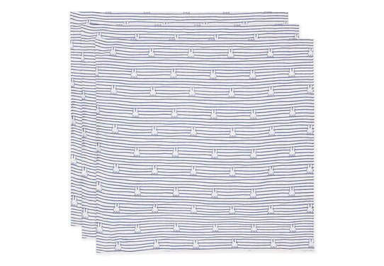 Jollein Hydrofiele Doek Miffy Stripe Navy 70cm 3St koop je bij Babywinkel