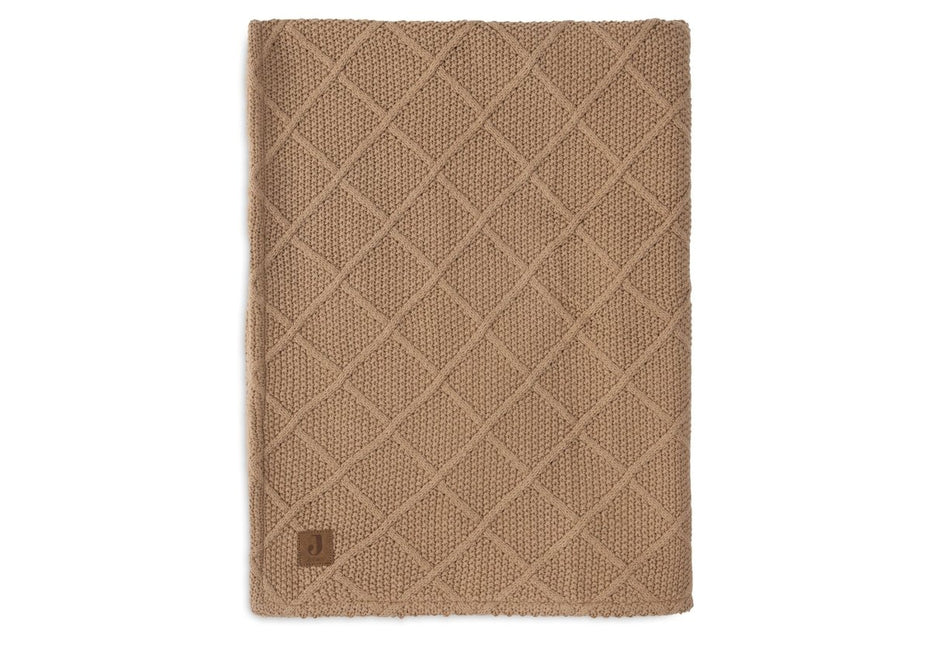 Jollein Ledikantdeken Check Knit Biscuit/Teddy Fleece 100 X 150 Cm koop je bij Babywinkel
